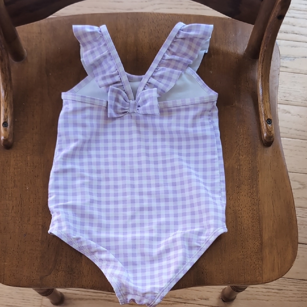 Purple Gingham Ruffle Swimsuit - Picture 2 of 3